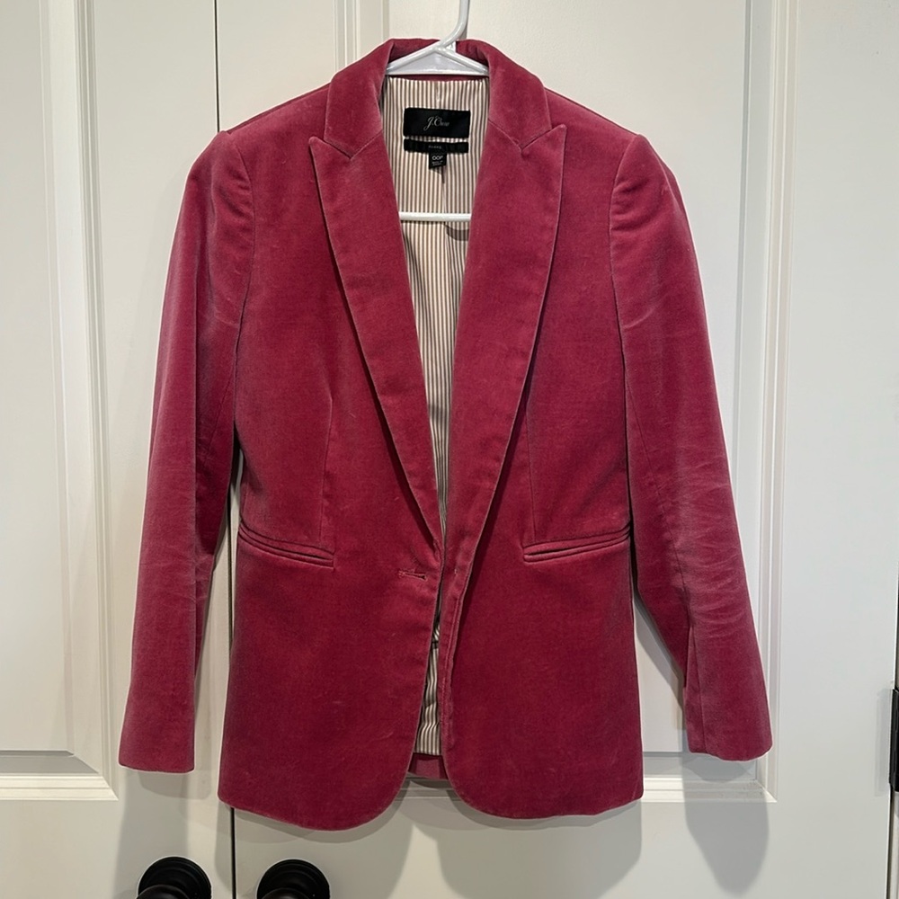 J.crew pink velvet blazer 00P